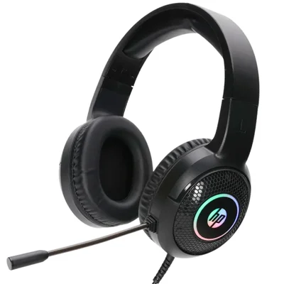 Headset Gamer HP DHE-8010UM com Fio PS2 P2 3,5mm e USB para Iluminação LED 50mm Microfone Home Office Escritório Jogo Reuniao