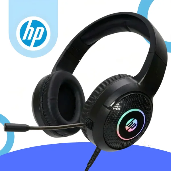 Imagem 2 de 5 do produto Headset Gamer HP DHE-8010UM com Fio PS2 P2 3,5mm e USB para Iluminação LED 50mm Microfone Home Office Escritório Jogo Reuniao