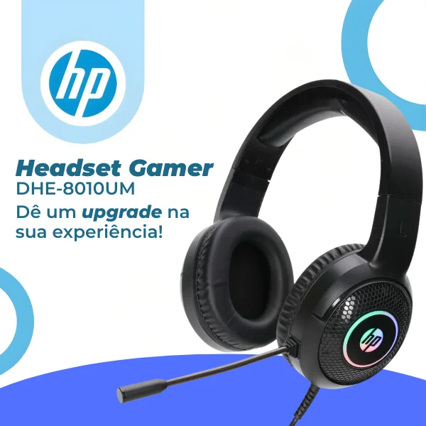 Imagem 3 de 5 do produto Headset Gamer HP DHE-8010UM com Fio PS2 P2 3,5mm e USB para Iluminação LED 50mm Microfone Home Office Escritório Jogo Reuniao
