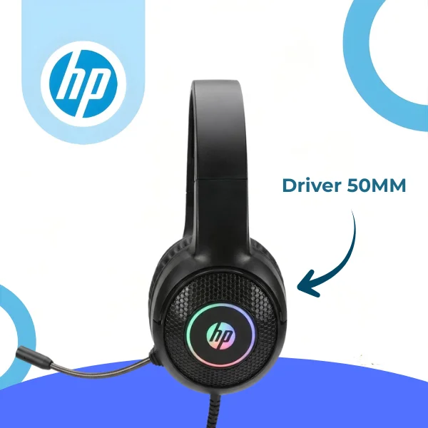 Imagem 4 de 5 do produto Headset Gamer HP DHE-8010UM com Fio PS2 P2 3,5mm e USB para Iluminação LED 50mm Microfone Home Office Escritório Jogo Reuniao