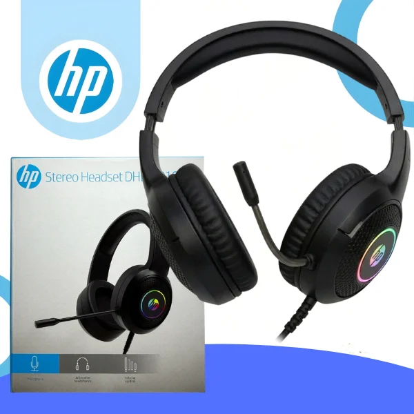 Imagem 5 de 5 do produto Headset Gamer HP DHE-8010UM com Fio PS2 P2 3,5mm e USB para Iluminação LED 50mm Microfone Home Office Escritório Jogo Reuniao