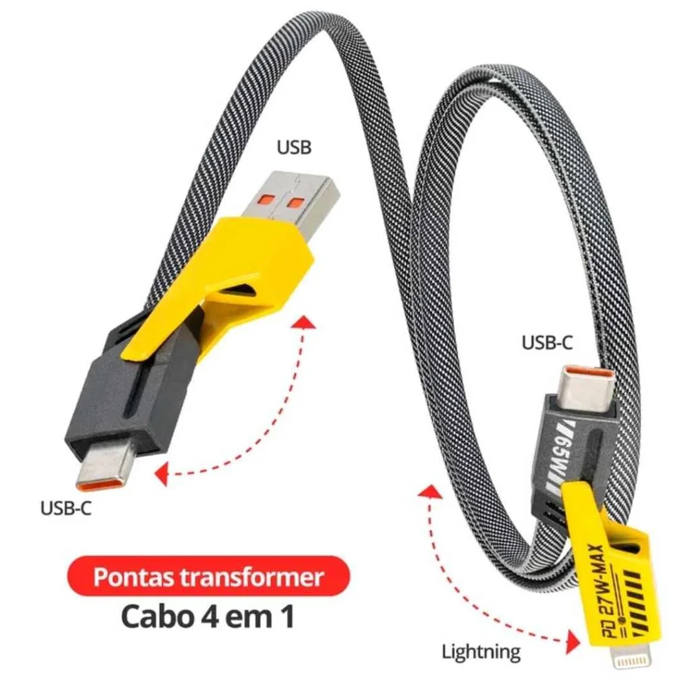 Imagem 2 de 5 do produto Cabo Turbo Resistente 4 Em 1 Para Celular