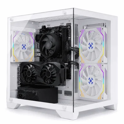 PC Gamer White AMD Ryzen 7 5700, RX 7600 8GB, 16GB DDR4, SSD NVMe 256GB, RGB Aquário Branco