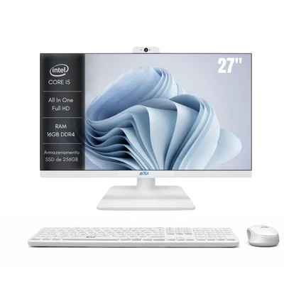 Computador All-in-one 27"  i5-12450h Aitek + Kit Teclado E Mouse Sem Fio Branco Aitek