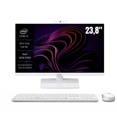 Computador All In One 23,8” Intel Core i5-12450H com Teclado e Mouse Sem Fio