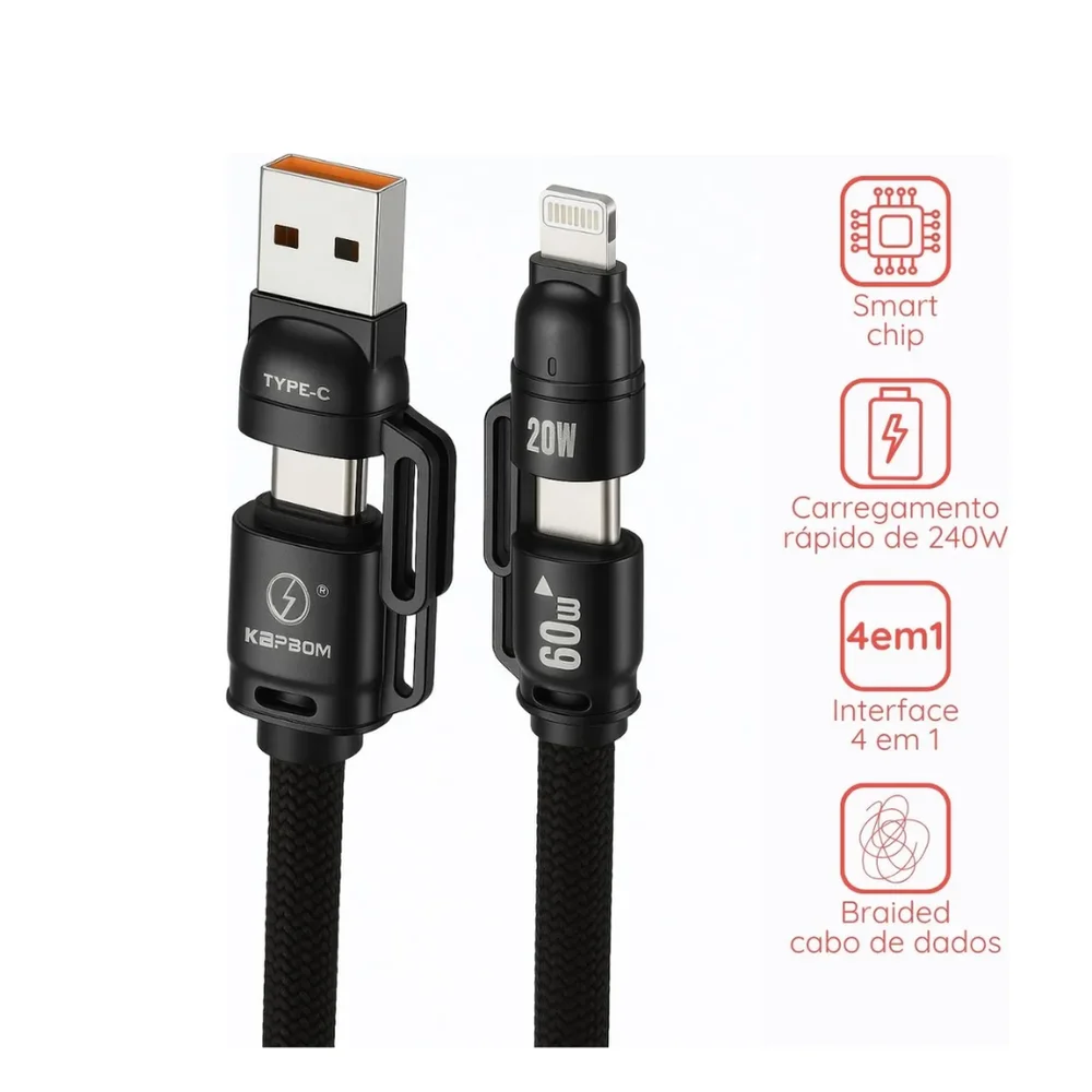 Imagem 2 de 4 do produto Cabo De Dados 4 Em 1 60w 1,20 Metros