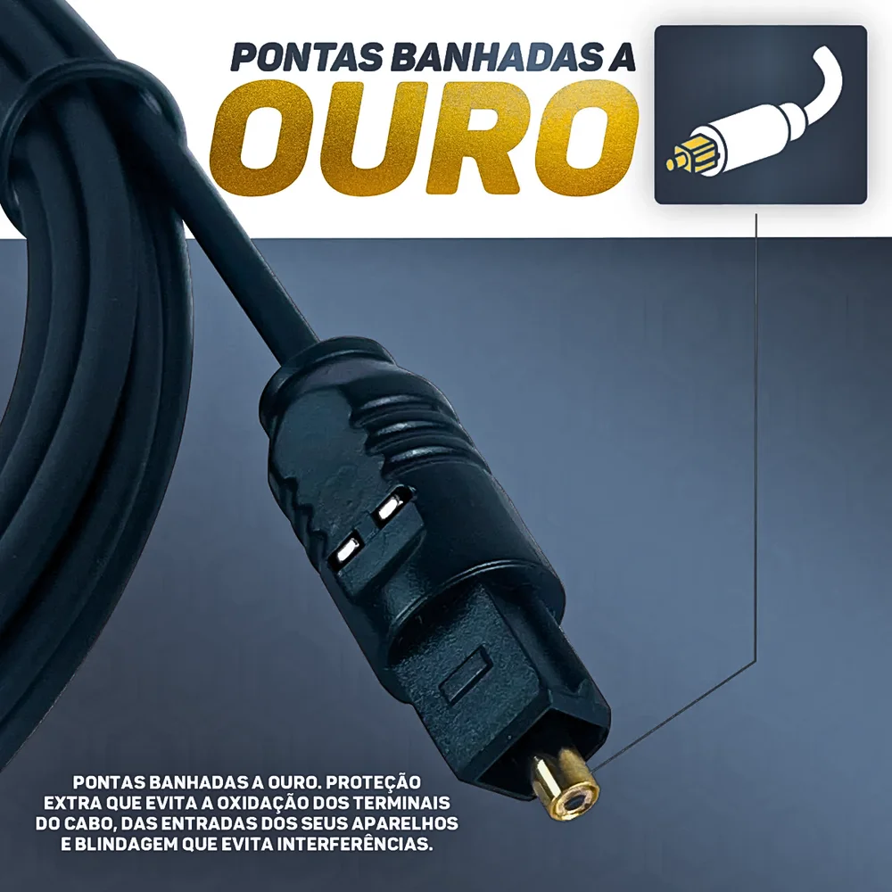 Imagem 3 de 5 do produto Cabo De Áudio Óptico Digital Toslink 2 Metros