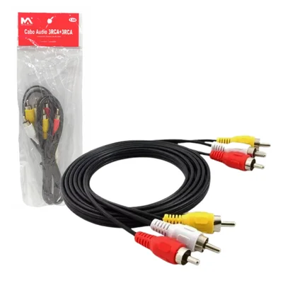 Cabo Auxiliar Audio 3rca+3rca / 1,5 Metros Maxmidia