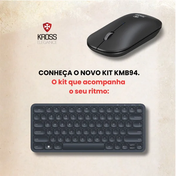 Imagem 5 de 5 do produto Combo Teclado e Mouse Sem Fio Kross Elegance KE-KMB94 Qwerty Portátil Preto