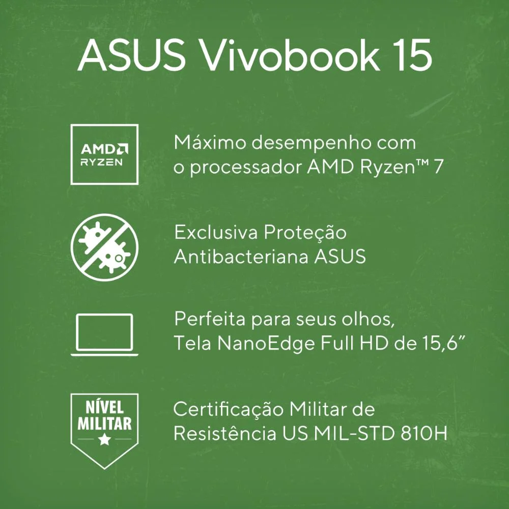 Notebook Asus Vivobook 15 M1502ya Amd Ryzen 7 5825u 8 GB Ram 512 GB SSD WINDOWS 11 Home 15,6" Lcd... 7