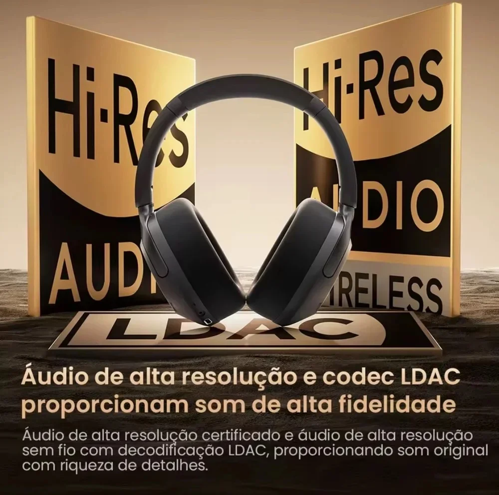 Imagem 3 de 5 do produto Fone De Ouvido Sem Fio Haylou S40 Anc Bluetooth 6.0 Headphone Preto Azul Dark S35