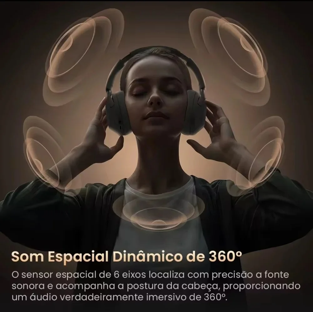 Imagem 4 de 5 do produto Fone De Ouvido Sem Fio Haylou S40 Anc Bluetooth 6.0 Headphone Preto Azul Dark S35