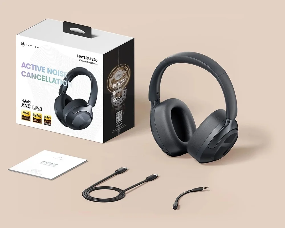 Imagem 5 de 5 do produto Fone De Ouvido Sem Fio Haylou S40 Anc Bluetooth 6.0 Headphone Preto Azul Dark S35