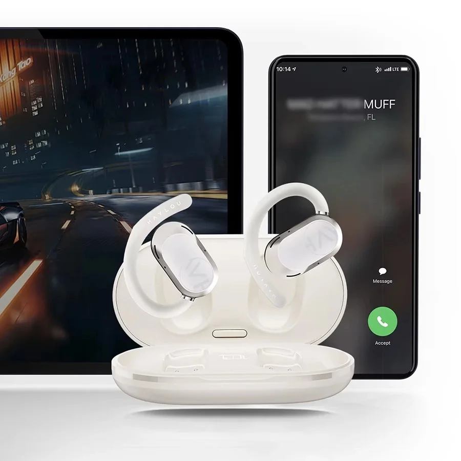 Imagem 2 de 5 do produto Fone Gancho Haylou Earhook 1 Ow02 Com Enc, 40 Horas, Bl 5.4 App Customização Som Ai 4 Microfones Cor:preto