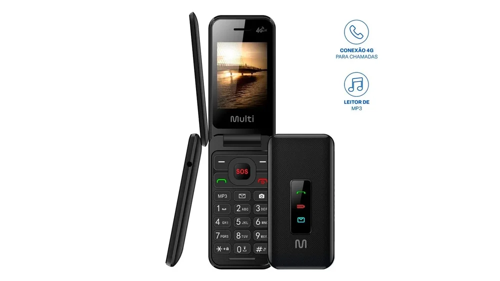 Imagem 3 de 3 do produto Celular Multilaser Flip Vita 4g Dual Chip Fm Mp3 P-9227