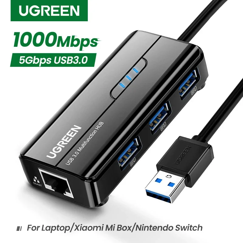 Imagem 3 de 4 do produto Hub Ethernet Ugreen Usb 30 1000mbps Rj45 P Notebook Preto