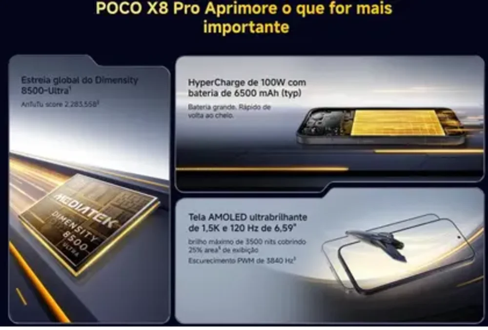 Imagem 5 de 5 do produto Celular Xiaomi Poco X8 Pro De 512gb 12gb Ram De 6.59" 50+8mp 20mp - Branco (global)
