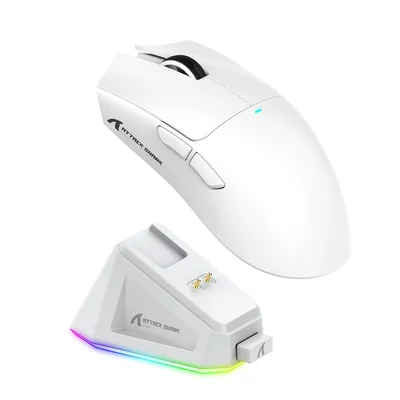Mouse Gamer Sem Fio Attack Shark X11 RGB Branco