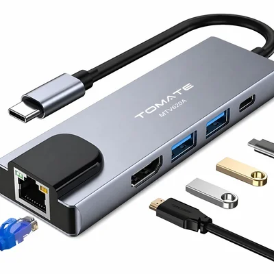 Adaptador 5 Em 1 Type-c Para Rj45/hdmi/usb 3.0/pd Tomate Mtv-620