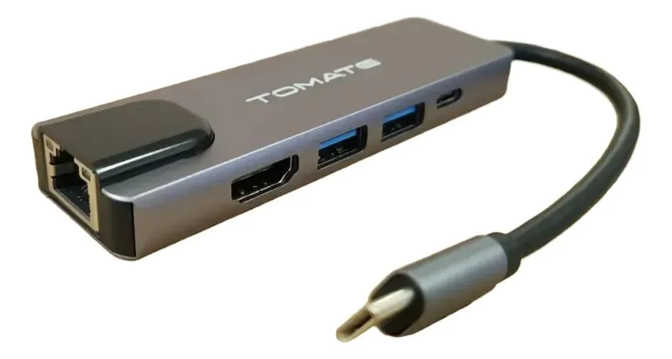 Imagem 3 de 4 do produto Adaptador 5 Em 1 Type-c Para Rj45/hdmi/usb 3.0/pd Tomate Mtv-620