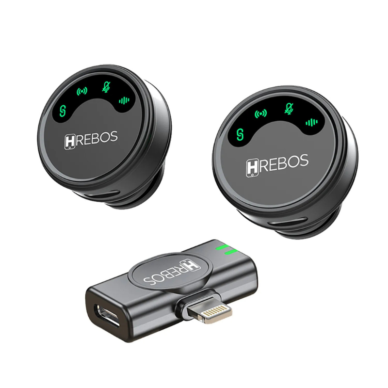 Microfone Sem Fio Hrebos Air Mic Compatível Para Iphone E Ipad (ios) – 2.4ghz, Alcance De 25m Modelo If-1000i
