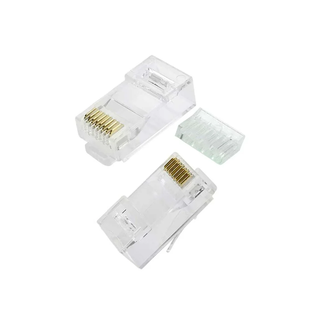 Imagem 3 de 3 do produto Kit 5 Conector Rj45 Macho Cat.6 Com Guia 8x8 Vias Transparente