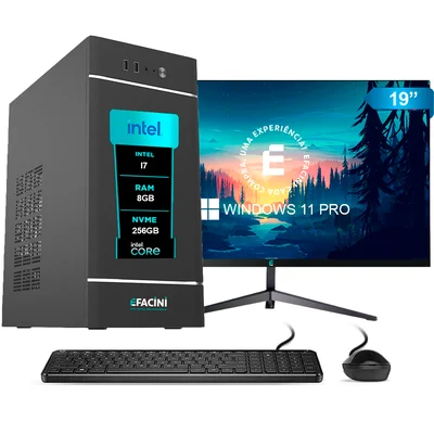 PC Computador Completo Efacini Intel Core i7 2ª Gen 8GB WINDOWS 11 Pro SSD 256gb