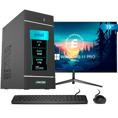 PC Computador Completo Efacini Intel Core i7 2ª Gen 8GB WINDOWS 11 Pro SSD 1TB
