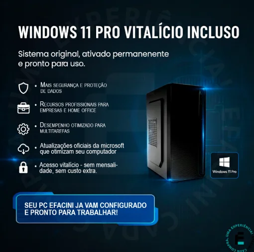 Imagem 5 de 5 do produto PC Computador Completo Efacini Intel Core i7 2ª Gen 8GB WINDOWS 11 Pro SSD 1TB