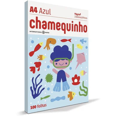 Papel Sulfite Chamequinho A4 75g Cores - Azul