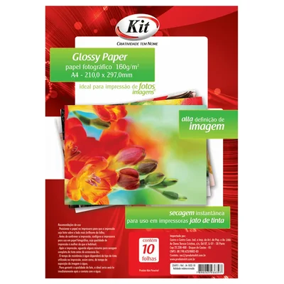 Glossy Paper  A4 160g 50 Folhas - Kit