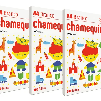 Kit Papel Sulfite Chamequinho A4 75g Branco Com 3 Pacotes