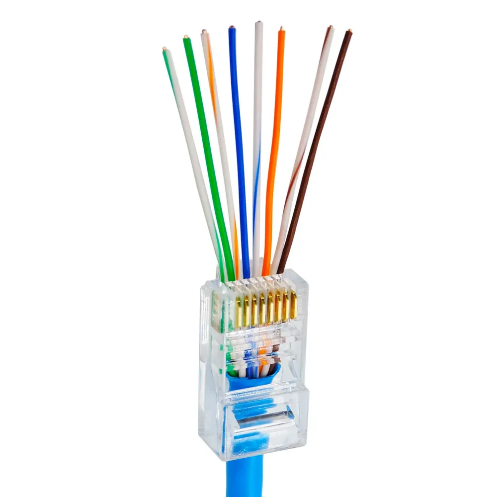 Imagem 3 de 4 do produto Conector De Rede Rj-45 De Passagem Ez Crimp Cat5e Vazado, Pacote Com 10 Unidades -  Cdc-2862