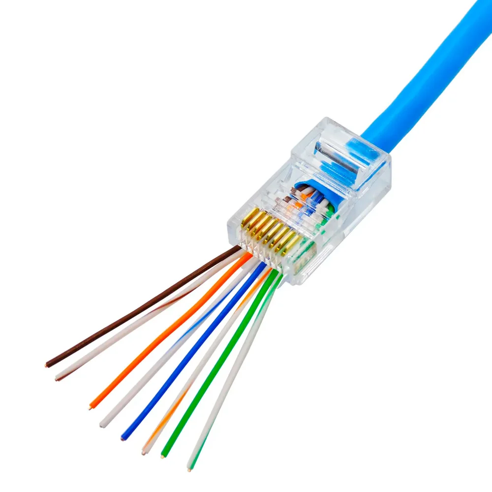 Imagem 4 de 4 do produto Conector De Rede Rj-45 De Passagem Ez Crimp Cat5e Vazado, Pacote Com 10 Unidades -  Cdc-2862