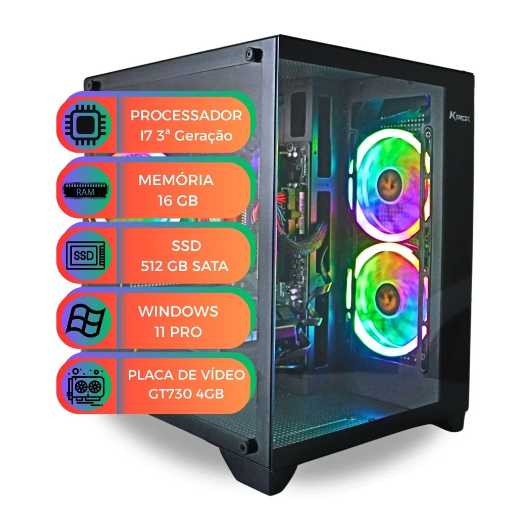 PC Gamer i7 3ªgeração 16gb Ram SSD 512gb Nvidia Gt730 Win 11