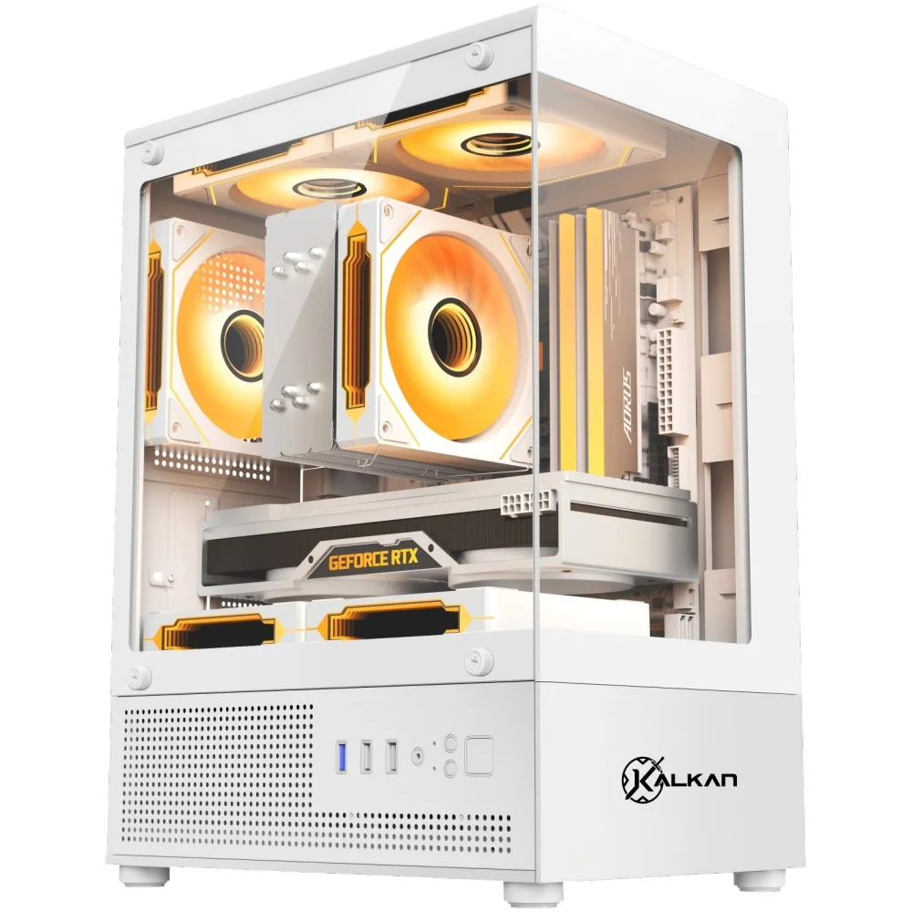 Gabinete Gamer Kalkan Hakon S/fan S/fonte Micro-atx Vidro Temperado Duplo Usb 3.0 Panorâmico Branco - Klk00081