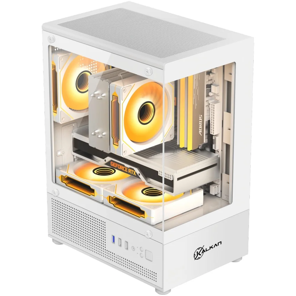 Imagem 5 de 5 do produto Gabinete Gamer Kalkan Hakon S/fan S/fonte Micro-atx Vidro Temperado Duplo Usb 3.0 Panorâmico Branco - Klk00081