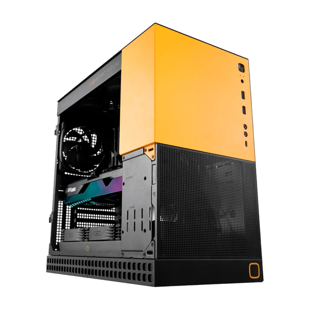 Gabinete Gamer Geometric Future Model 4 King Arthur Preto E Amarelo