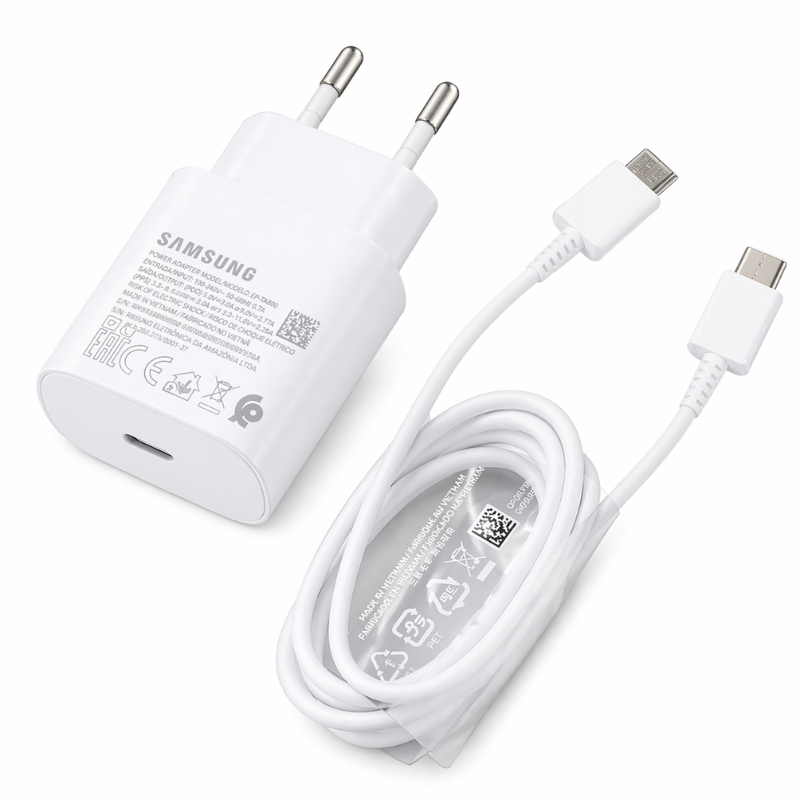 Carregador Samsung   25w Tipo C | Super Rápido Fast Charge Usb-c Para Galaxy Cor:branco