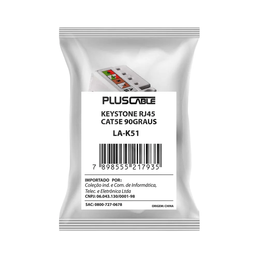 Imagem 4 de 4 do produto Conector Fêmea/keystone Plus Cable La-k51 Rj45 Cat5e 90 Graus