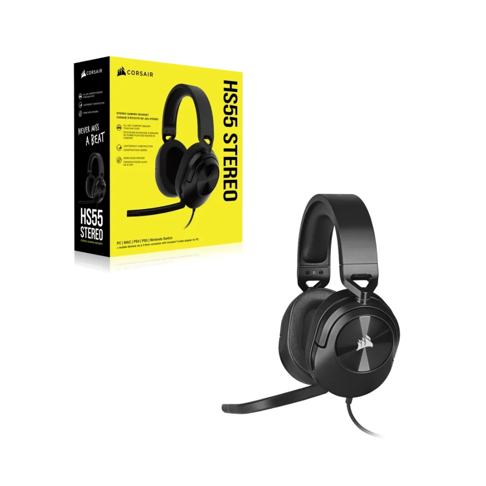 Headset Corsair Hs55 Stereo Drivers De 50mm Carbon Ca-9011260-na Headset Corsair Hs55 Stereo Drivers De 50mm Carbon Ca-9011260-na