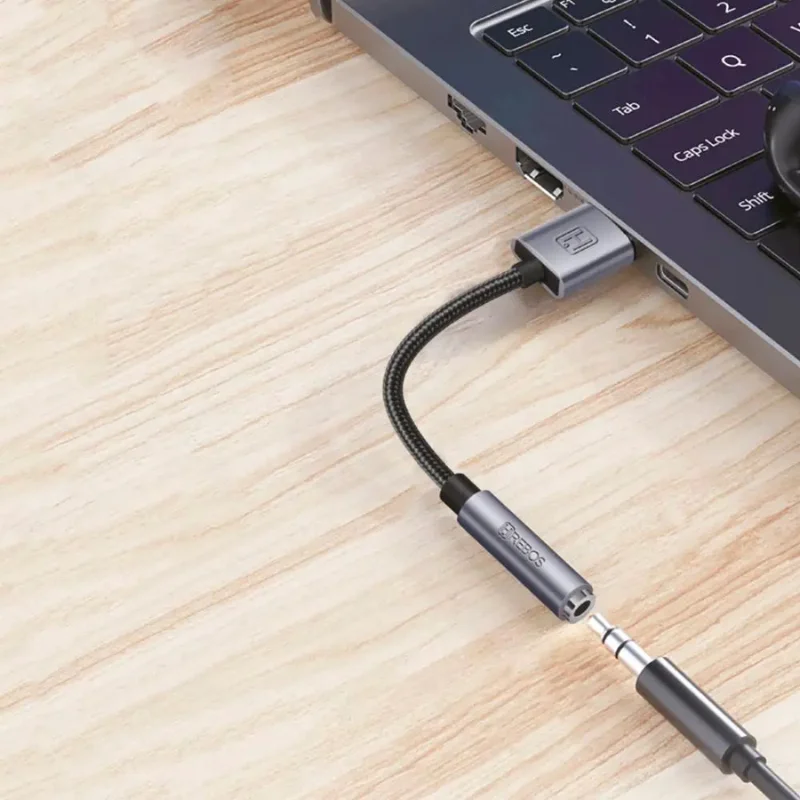 Imagem 2 de 5 do produto Adaptador Usb Para P2 Hrebos Elitesound Ad-047 Cinza Áudio Usb 3.5mm Fêmea