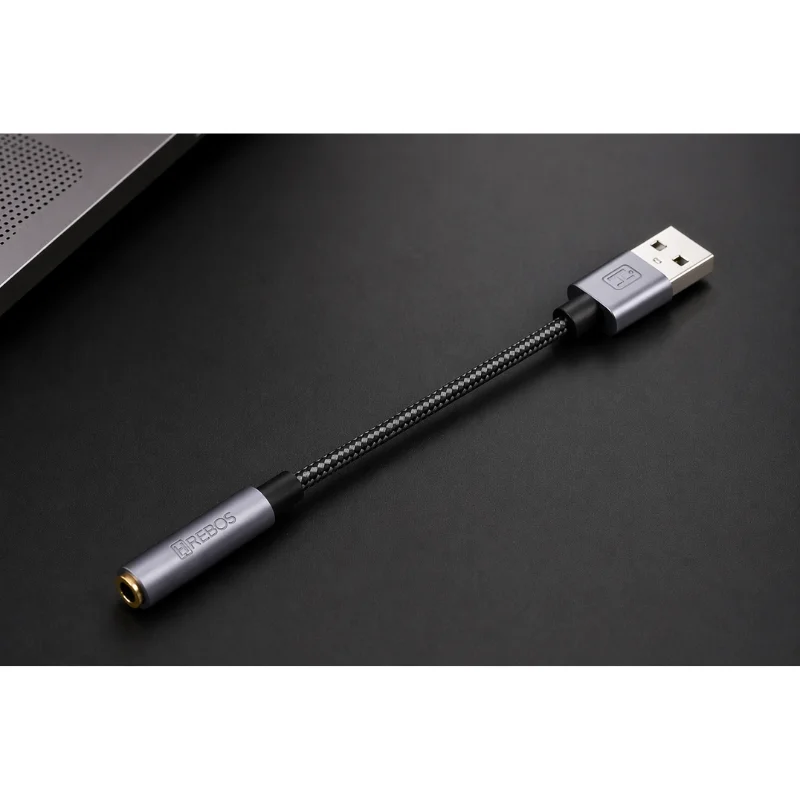 Imagem 4 de 5 do produto Adaptador Usb Para P2 Hrebos Elitesound Ad-047 Cinza Áudio Usb 3.5mm Fêmea