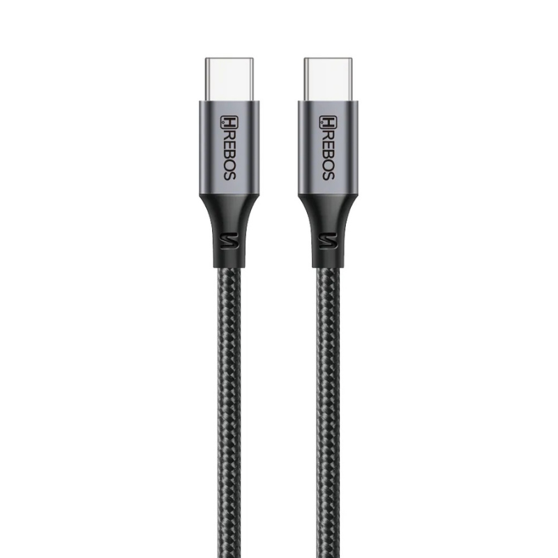 Cabo Usb-c Para Usb-c 3 Metros 100w Cb-464c Hrebos | Nylon Trançado Premium Carregamento Rápido Alta Potência
