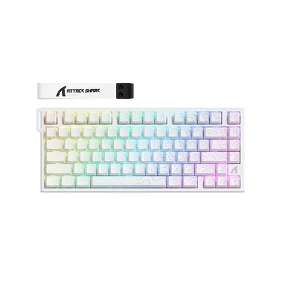Teclado Gamer Magnético 8000hz Attack Shark Com Fio R82 He Branco