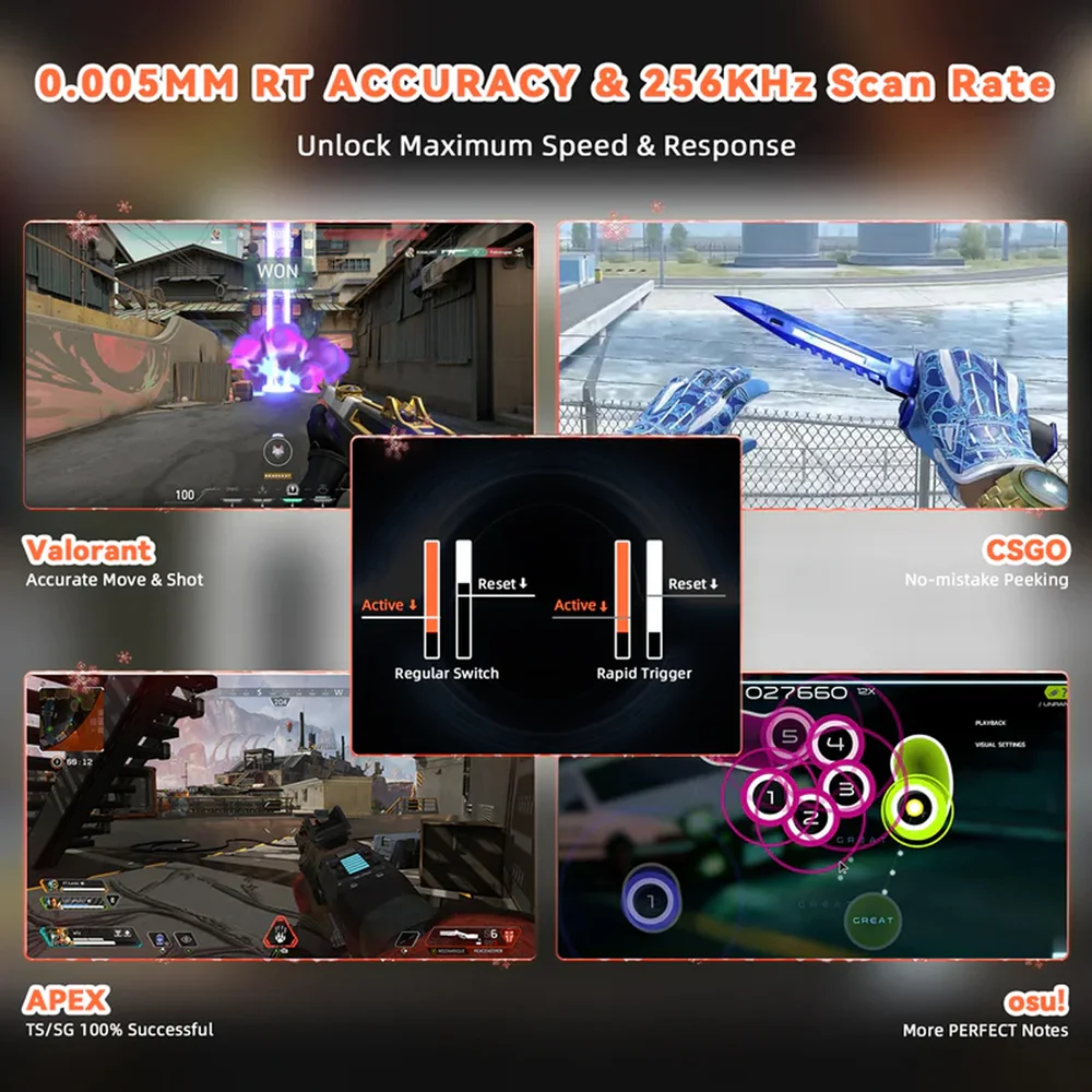 Imagem 5 de 5 do produto Teclado Gamer Magnético 8000hz Attack Shark Com Fio R82 He Preto
