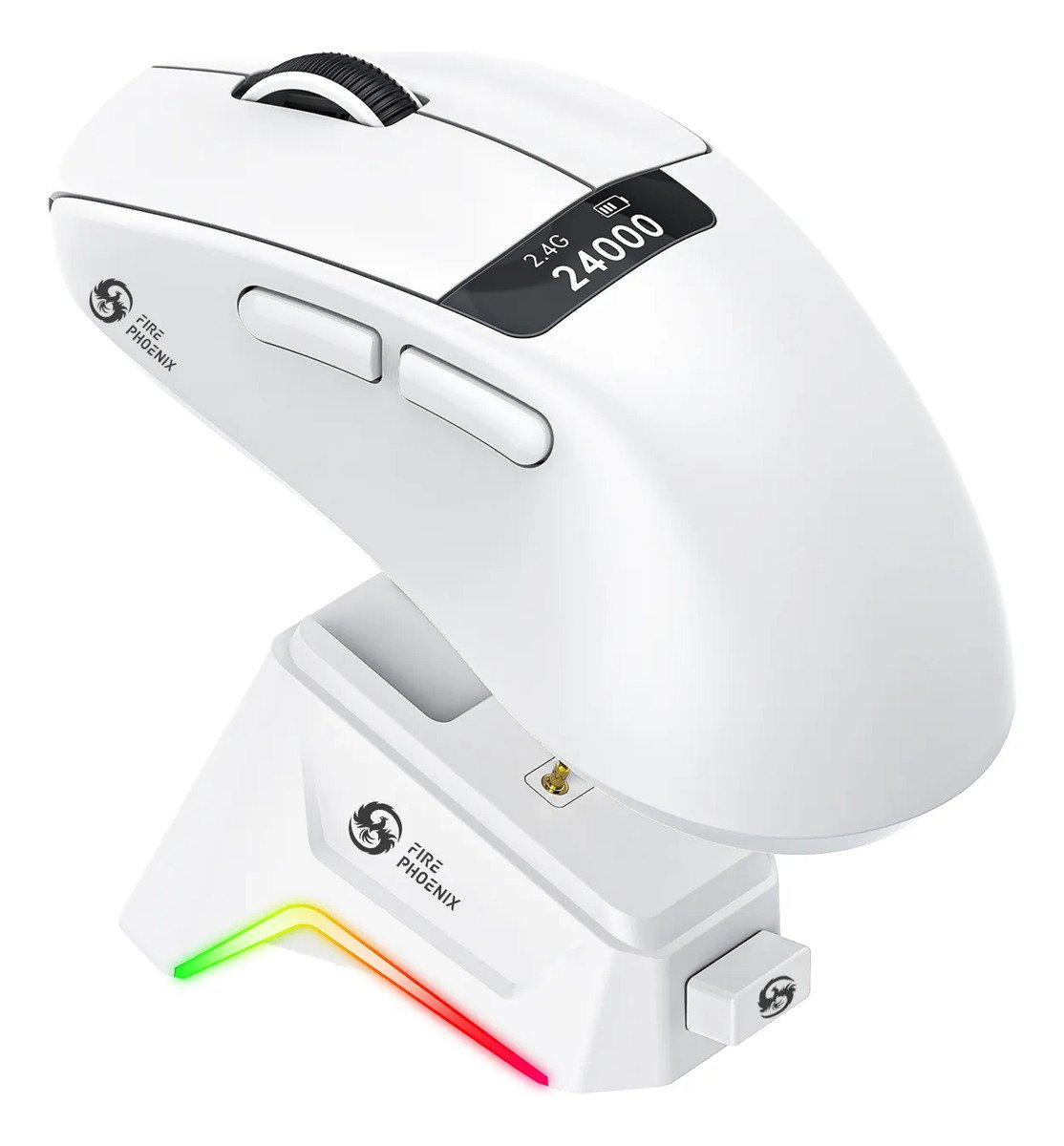 Mouse Gamer Sem Fio Bluetooth Paw3311 24000 Dpi Fire Phoenix Bk-r4x Branco