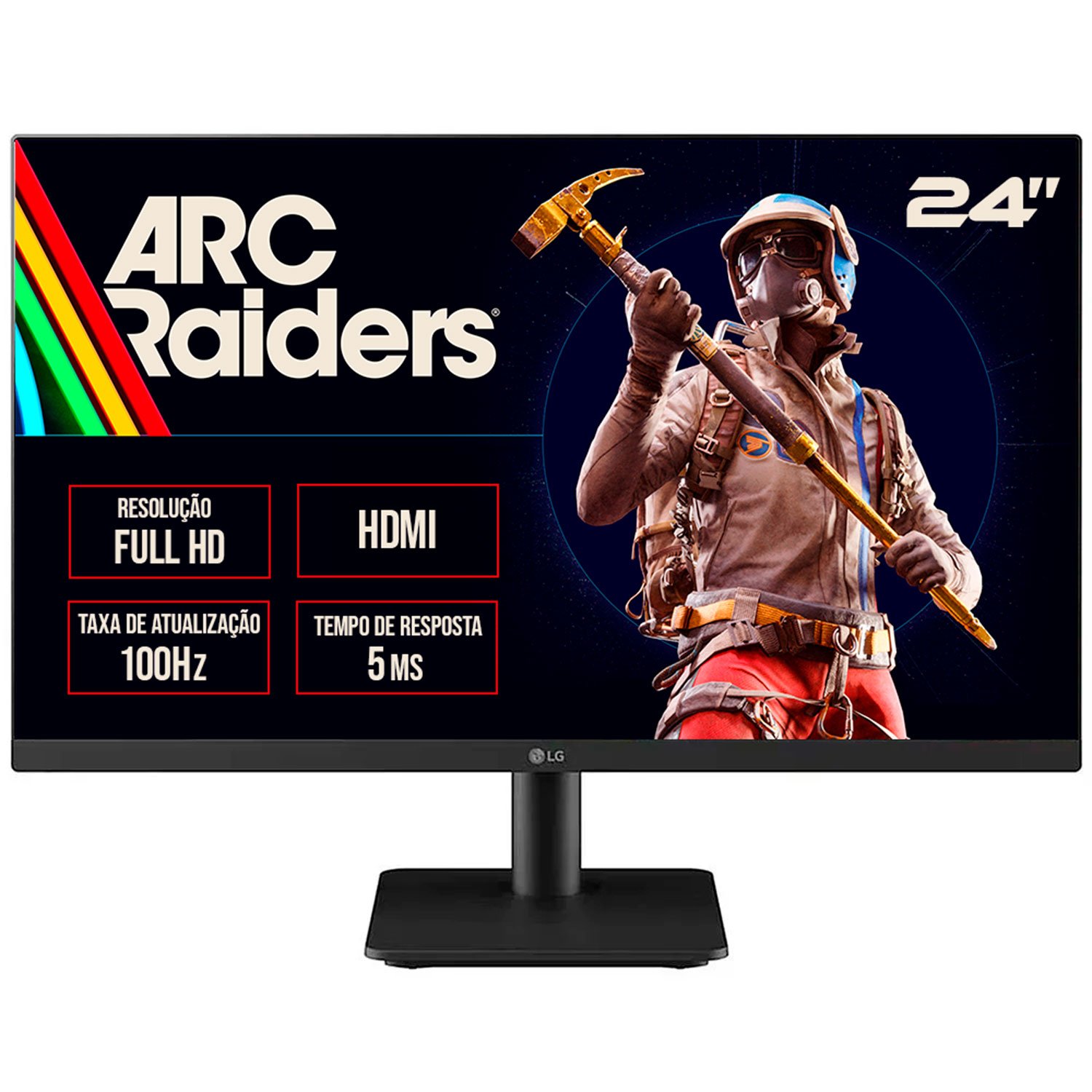 Monitor Gamer Lg 24" Full Hd, 1920 X 1080, 100hz, Tela Ips, 5ms, HDMI, Ajuste De Inclinação, Vesa, Preto - 24ms500-b