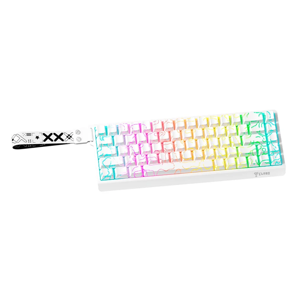 Teclado Gamer 65% Branco RGB Arkan Snow Iluminado Para Jogos Ansi X68 He Clanm Teclado Gamer 65% Branco RGB Arkan Snow Iluminado Para Jogos Ansi X68 He Clanm