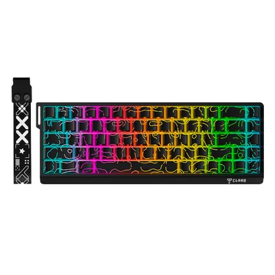 Teclado Gamer 65% RGB Arkan Night Iluminado Para Jogos Preto Ansi X68 He Clanm